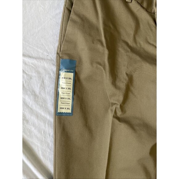 Haggar Mens Work To Weekend Straight Fit Khaki Pants 38W X 30L Dark Taupe Comfor - Picture 2 of 9